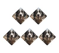 Pastor Border Collie Lot de 5 feuilles d'encens parfumées à suspendre pour voiture, maison, décoration intérieure Motif losange Gris