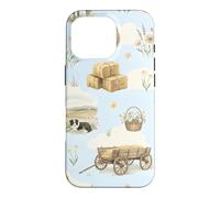 Pastoral Dog Farm Hay Wagon Country Aquarelle Coque pour iPhone 16 Pro