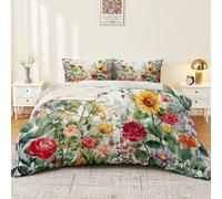 Pastoral Housse de Couette 220 x 240 cm, Multicolore Doux Microfibre Literie, Aquarelle Fleurs Tournesols avec 2 Taies d'oreiller avec Fermeture Éclair Adulte Fille Garçon