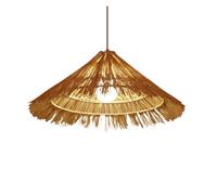 Pastoral Rattan Lights Middle Century Boho Wicker Hanging Lamp Adjustable Chandelier Pendant Lighting for Kitchen Island Bedroom Living Room(Natural Wood Color,40CM)
