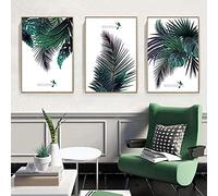 Pastorale Petite Affiche Imprimée Fraîche Plante Verte Paysage Triptyque Palmier Mur Art Toile Peinture Canapé Salle À Manger Travail Décoratif (70x100cm/27.5 "x39.4") x3 Sans Cadre