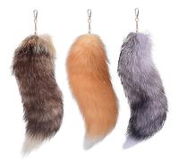 Pastoralist 3 PCS THERIAN Tails, 15,8 Pouces Thérian Fox Tail avec Fermoir, Fluffy Fur Fox Tail Keychain Keychain Faux Wolf Tail Cosplay Cost Costume Accessoire pour Femmes Adultes, Gris