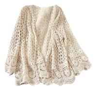 Pastoralist Cardigans d'été pour Femmes légères, Cardigan d'été aux Femmes Crochet Crochet, Cardigan à Manches Longues Boho (Taille Unique)