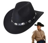 Pastoralist Chapeau de Cowboy pour Hommes à Bord Large en Feutre avec Ceinture de Boucle, Noir pour Costumes de Fête