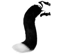 Pastoralist Costume de la Queue de Renard, 50 cm / 19,7 Pouces Faux Fox Tail avec Ceinture de Taille réglable, Queue de Chat, Queue thérienne décorative pour Le Cosplay Halloween (Noir)