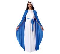 Pastoralist Costume de Vierge pour femmes, 1 set Costume de Noël religieux avec jupe avec cap, foulard pour Halloween (160-175 cm)