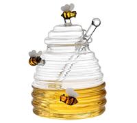 Pastoralist Dispensateur de miel en verre PORTABLE PORT VIEUX BOUCHE POT MILLE DISTRATION AVEC DIPPER ET DISTRICON SIROP FONCTIONNEL POUR LES ACCESSOIRES DE CUISINE, CONTERE