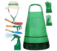 Pastoralist Ensemble de Jardinage pour Enfants, 7pcs / Set Toddler Gardening Set avec Tablier, pulvérisateur, Gants, Chapeau, râteau et Pelle