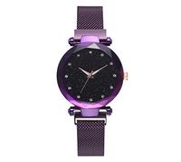 Pastoralist Femmes de Montres de Quartz Mouvement en Acier Inoxydable Montre à Un Cadran étoilé Cadran Violet