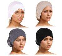 Pastoralist Hijab Undercap, 4pcs Stretchy Muslim Hijab Cap, sous Scarf Hat Turban, Scarf de tête Non Glissante pour Les Femmes (Style 1)