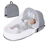 Pastoralist Lit de Voyage pour bébé, Berceau de Voyage pour bébé Pliable avec canopée et Jouets de pépinière, Gousse de Voyage Portable, lit de Voyage pour Nourrissons pour Le Voyage (Gris)