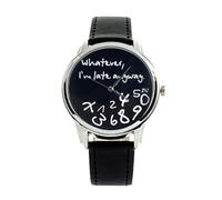 Pastoralist Montre Unisexe Femme Femme Filles Whatever,I'm Late Anyway Love Gift Leather Strap Quartz Wrist Watch|Montre Intelligente