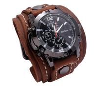 Pastoralist Montres en Cuir Vintage, Montre de Manchette Punk rétro, Montres en Quartz de Bande Large pour Hommes et Femmes
