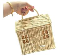 Pastoralist Panier en Forme de Maison en rotin avec Couvercle, Panier en Forme de Maison rotin avec Couvercle, récolte Jardin, Pique-Nique avec et poignée, Fermeture Bouton