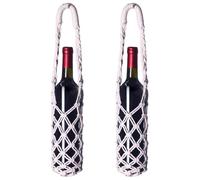 Pastoralist Porte-Bouteille 2PCS 27 Pouces Boho Cotton Rope Wine & Water Bottle Porte-Bouteille/Porteur/Sac/Élingue/Sangle avec poignée pour randonnée à vélo de Fitness, décoration de Noël