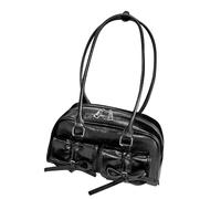 Pastoralist Purs à main Y2K, Sac à bandoulière en cuir PU 27x14cm, Black Japanese Aesthetic Tote Sac, Sacs Under Arm pour les filles