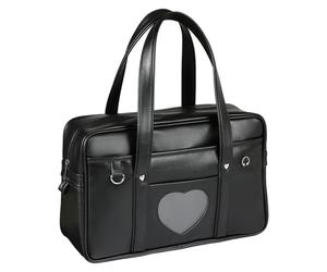 Pastoralist Sac Japonais Grand Sac de Messager, école Japonaise Portable de capacité PU en Cuir à glissière d'école à Main avec Trou câble Casque pour Filles