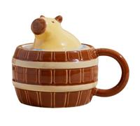 Pastoralist Tasse mignonne 3D Capybara Tasse, mignon tasse de café en céramique avec couvercle et manche curie à thé fourreau four à micro-ondes