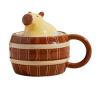 Pastoralist Tasse mignonne 450 ml 3D Capybara Tasse de café en céramique mignon avec couvercle et manche curie à thé