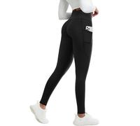 PASUDA Legging Polaire Femme Hiver Chaud Thermique Pantalon Taille Haute Élastiques Doublé Polaire Thermo Leggings avec Poches Doux Minceur Extensible Pantalons Yoga de Sport (Noir, XL)