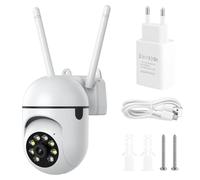 PASUKTER Caméra de surveillance extérieure 720p 1 MP PTZ à 360 °, caméra de surveillance extérieure WiFi 2,4 GHz avec vision nocturne couleur, audio bidirectionnel
