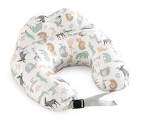 PASUKTER Coussin d'allaitement, d'allaitement, de grossesse, multifonction, avec ceinture réglable et clôture de sécurité, housse 100 % coton, motif de monde animal