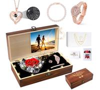 Pasuvsigt Cadeau d'anniversaire pour maman, véritable rose préservée avec « I Love You Mom » en 100 langues, anniversaire de mariage, fête des mères, vraies roses pour mère et grand-mère