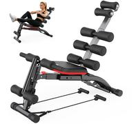 PASYOU Appareil Abdominal avec Bandes Résistantes, Entraîneur Abdominal Pliable Multifonctionnel Réglable, Banc de Musculation 135 kg pour Salle de Sport Maison, Chaise d'Exercice Corps Entier