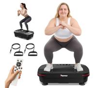 PASYOU Plateforme Vibrante avec 99 Niveaux d’Intensité, Plaque Vibrante Oscillante Antidérapante avec 2 Bandes de Résistance et Télécommande, Machine de Fitness pour Entraînement du Corps Entier