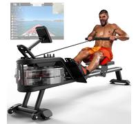 PASYOU Rameur à Eau D'appartement,6 Niveaux de résistance, Rameur d'une capacité de Poids de 160KG,Moniteur LCD, Support iPad pour l'entraînement Cardio,PW30