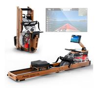 PASYOU Rameur pour salle de sport à domicile, rameur pliable en bois de chêne avec Bluetooth et support de tablette réglable, capacité de poids de 150 kg, rameur d'eau compatible avec l'application