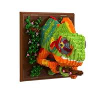 Pasyru Ensemble de Blocs de Construction 3D Caméléon, 2688 Pièces Mini 3D Muraux en Forme d'animal Caméléon, Décoration Murale Unique ou Affichage de Table, Jouets Cadeaux pour Hommes et Femmes