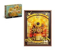 Pasyru Ensemble de Blocs de Construction 3D Tournesol, 1218 Pièces Mini 3D Muraux en Forme UsineTournesol, Décoration Murale Unique ou Affichage de Table, Jouets Cadeaux pour Hommes et Femmes