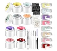 Pat Gel - 8 Couleurs Outils de Peinture à l'Éponge avec Durcissement par UV LED - Gel de Tapotement pour Ongles - pour Femmes et Filles, Manucure Française, Design Dessin et Art des Ongles