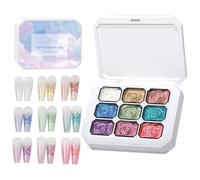 Pat Gel - Dégradé de couleur avec 9 couleurs - Pigment intense longue durée - 15 ml - Gel à ongles DIY - Pour femmes et filles - Pour manucure au salon en , mariage, vacances, rendez-vous