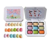 Pat Gel Pigment de peinture mat dégradé à 9 couleurs | Gel pour peinture Pat | Traitement de précision similaire à la craie, liberté de couleur créative pour tamponner et sculpter manucure à domicile