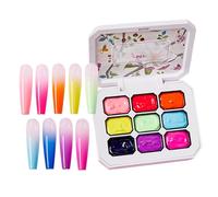 Pat Gel Polish - Kit de vernis à ongles - Palette multicolore - Dégradé de couleur - Crème de coiffage artistique professionnelle - Accessoires créatifs - Salon d'art de manucure
