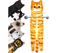 PAT JUUMG Serviette Sèche à la Main, Serviette à Main Séchage Rapide, Serviettes Absorbantes en Forme de Chat, Serviette d'animal Mignonne, Essuie-Mains pour Cuisine et Salles de Bain (Chat Orange)