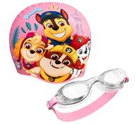 Pat Patrouille Bonnet de Bain Enfant - Ensemble Lunettes de Natation Anti Buée Protection UV (Rose, 3-6 Ans)