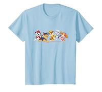 Pat' Patrouille Chase Marshall Rubble Skye Everest Team Style T-Shirt, Enfant, Bleu Céleste, 12 Ans