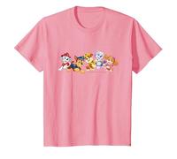 Pat' Patrouille Chase Marshall Rubble Skye Everest Team Style T-Shirt, Enfant, Rose, 10 Ans