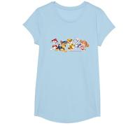 Pat' Patrouille Chase Marshall Rubble Skye Everest Team Style T-Shirt, Fille, Bleu Céleste, L
