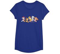 Pat' Patrouille Chase Marshall Rubble Skye Everest Team Style T-Shirt, Fille, Bleu Royal, S