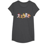 Pat' Patrouille Chase Marshall Rubble Skye Everest Team Style T-Shirt, Fille, Chiné Foncé, S