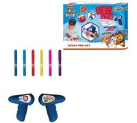 Paw Patrol - Spray Pen Set Battery - Kit de dibujo aerógrafo para niños - Kit de pintura con lápices de colores y modelos