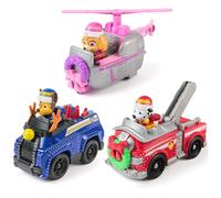 Pat' Patrouille, Coffret Véhicules de Noël, Figurines articulées de Chase, Marcus et Stella et véhicules de Sauvetage sur Le thème de Noël, Jouets pour Filles et garçons à partir de 3 Ans