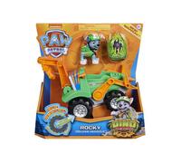 Pat Patrouille Dino : Rocky Et Son camion de Recyclage Dino + Un Dinonaure Mystere - Vehicule Deluxe - Voiture - Figurine Chien