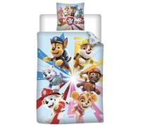 Pat Patrouille Housse de Couette 140x200 + Taie 65x65 Coton Cadeau | Parure de lit réversible 1 personne | Coton naturel respirant | Nickelodeon officiel | Enfant | Cadeau | Lavable en machine
