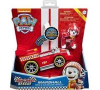 Pat Patrouille : Marcus Et Sa Voiture De Course A Retrofriction Et Sonore - Vehicule Deluxe - F1 - Race Go - Figurine Chien