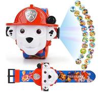 Pat Patrouille Montre Enfant,Montre Projecteur,Montre Digitale au Poignet avec 24 Projections,Projection Jouets pour Enfant-Rouge